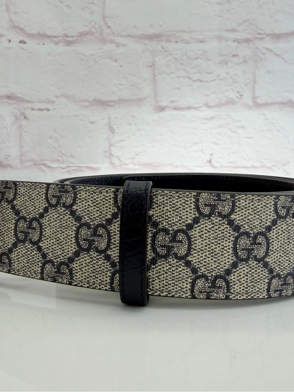 Gucci Supreme GG Monogram Canvas Belt  Silver-Tone Double G Buckle 110/44 114984